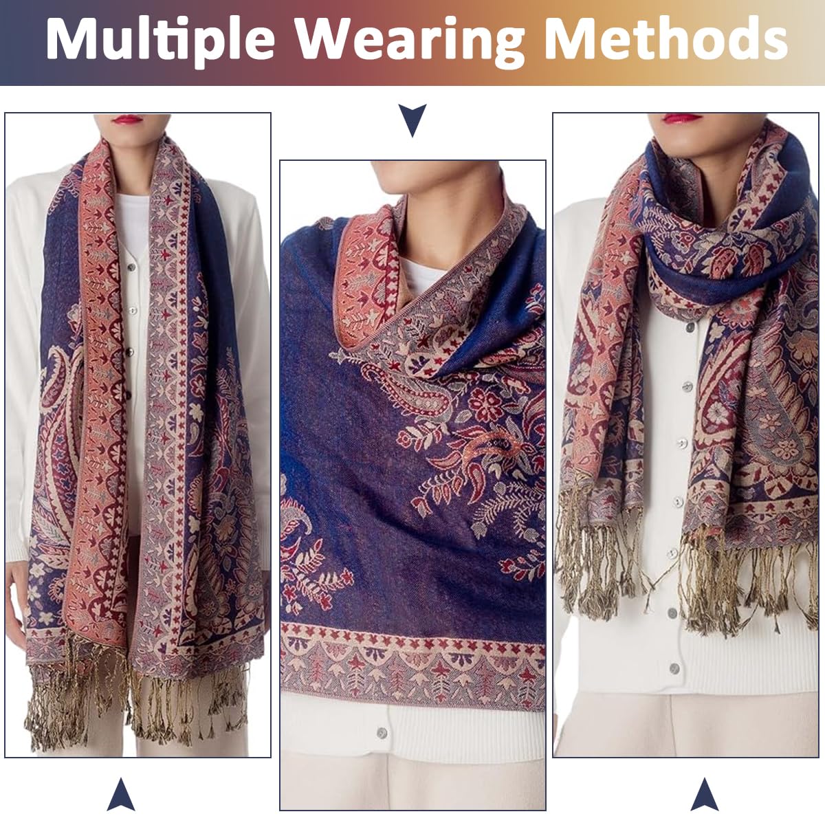PALAY Women Shawl Long Scarf Shawl Fashion Color Jacquard Tassels Wraps Shawls Dacron Long Scarf Shawl Women Beach Wraps Beach Cover Ups, 70x200cm PALAY Women Shawl Long Scarf Shawl Fashion Color Jacquard Tassels Wraps Shawls Dacron Long Scarf Shawl Women Beach Wraps Beach Cover Ups, 70x200cm